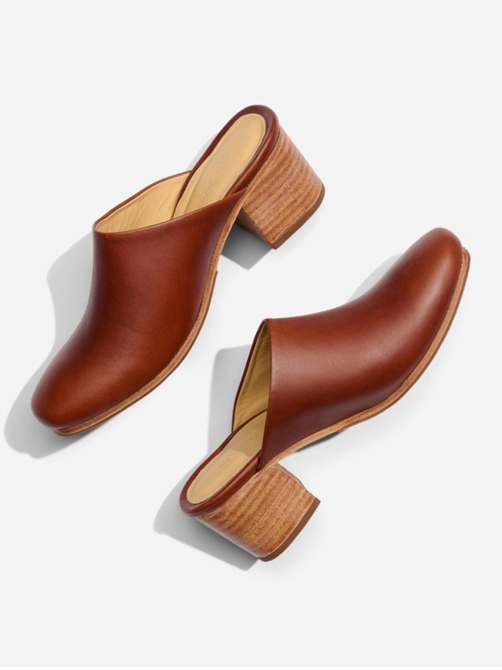 Nisolo Brown Leather All Day Heel Mules | Brandy Color | Size 9